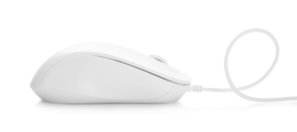 Modern wired computer mouse isolated on white