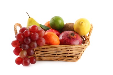 Photo of Different fresh ripe fruits on white background