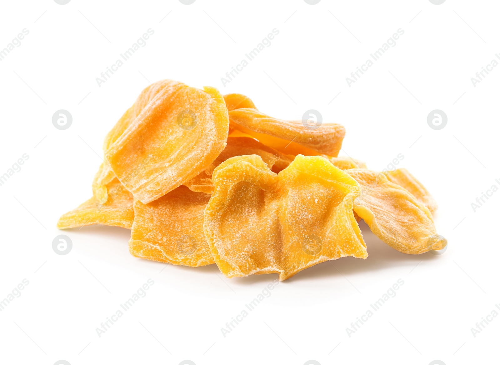 Photo of Sweet dried jackfruit slices on white background