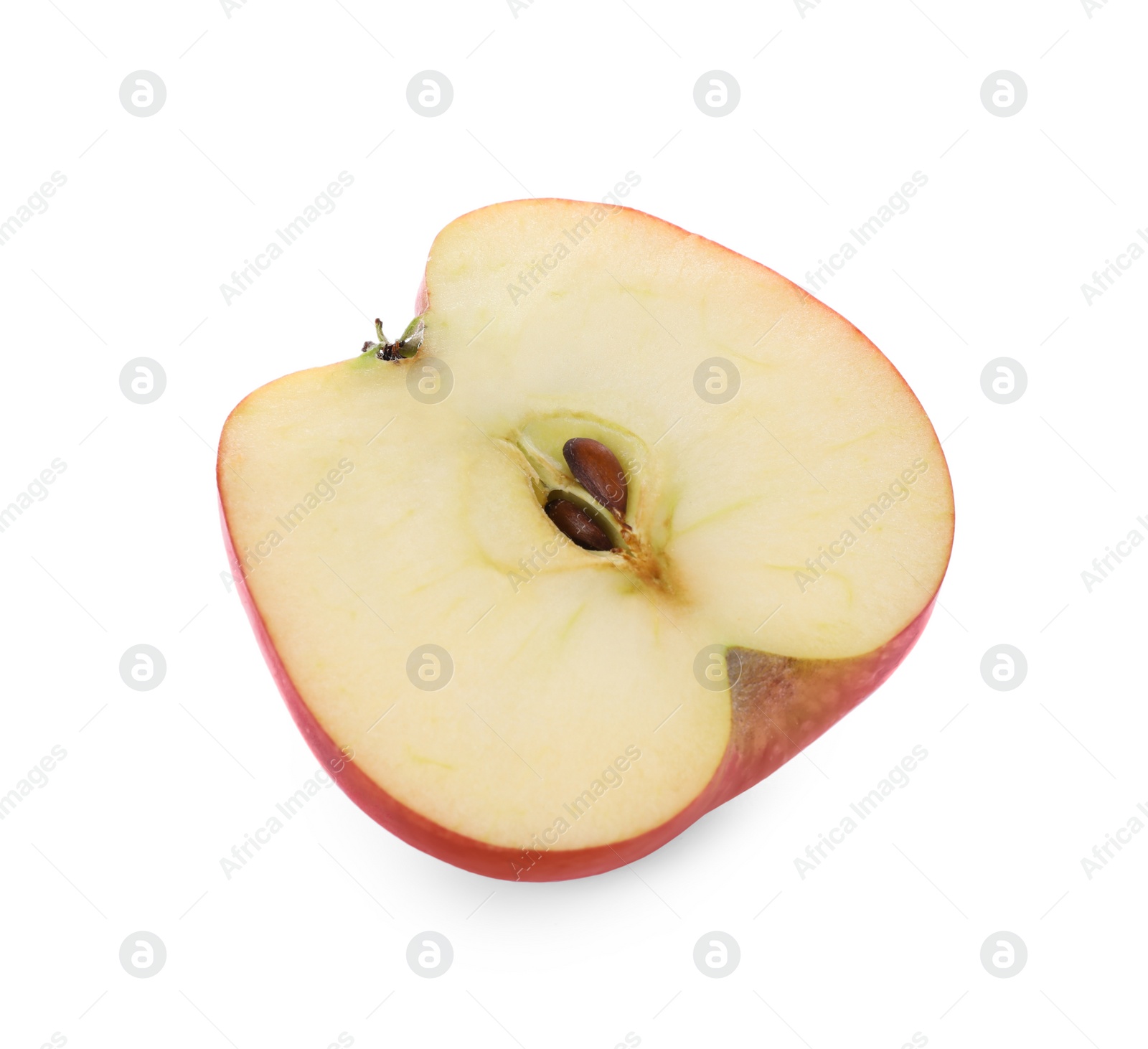 Photo of Half of juicy apple on white background