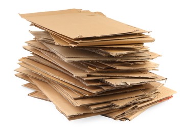 Photo of Stack of cardboard pieces isolated on white