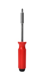 New screwdriver on white background. Professional construction tool