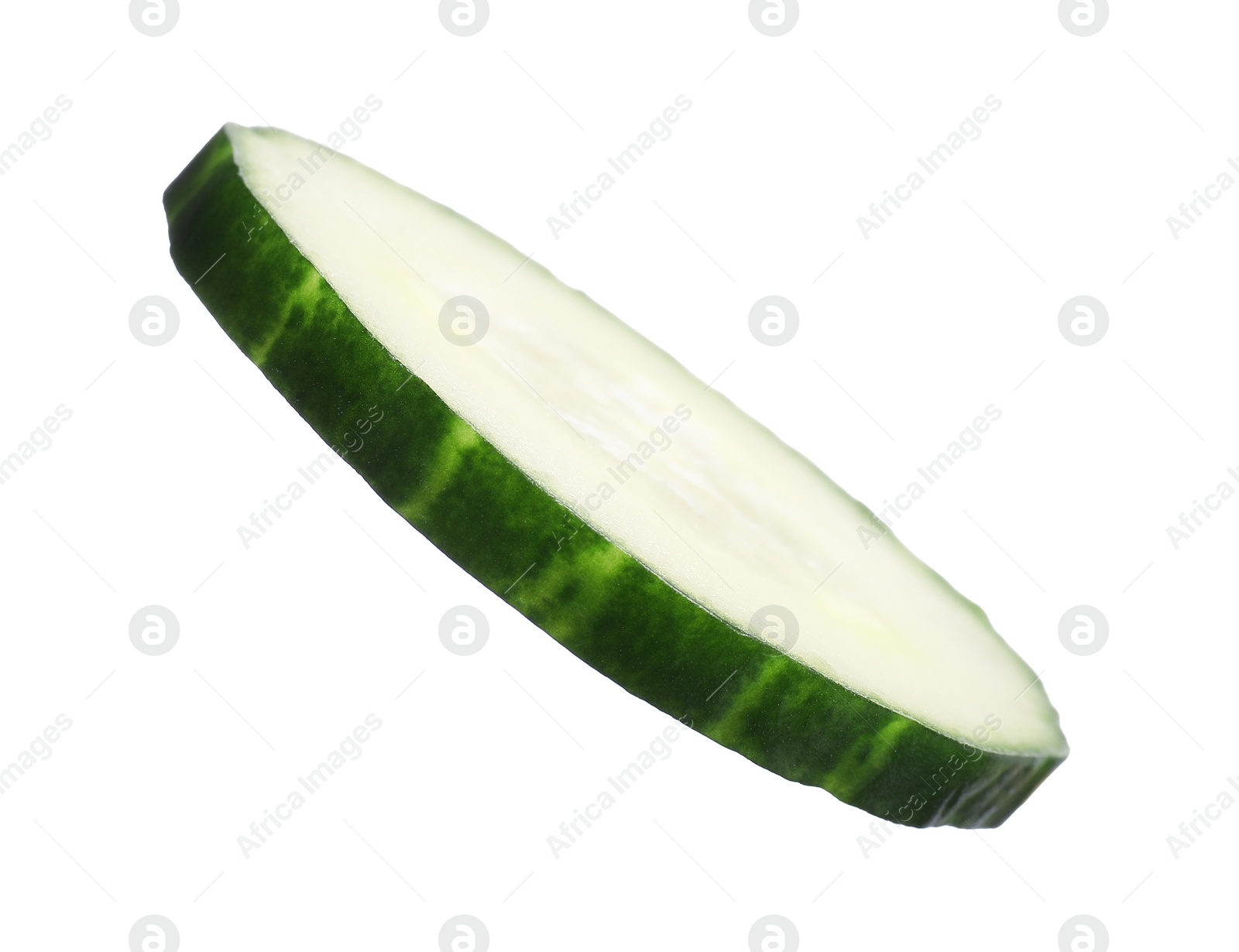 Photo of Slice of fresh cucumber isolated on white