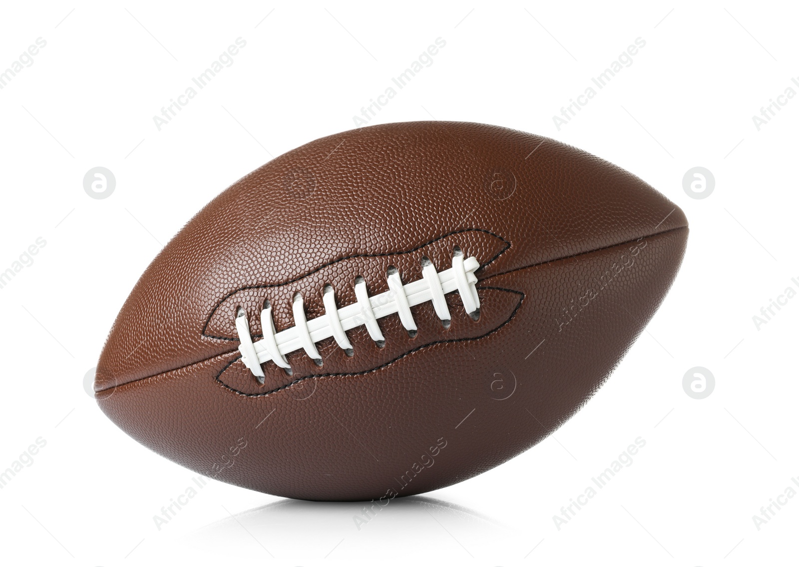 Photo of Leather American football ball on white background