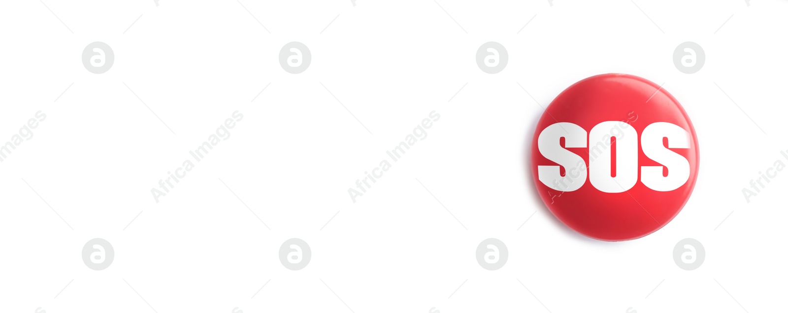 Image of Red SOS button on white background. Banner design with space for text