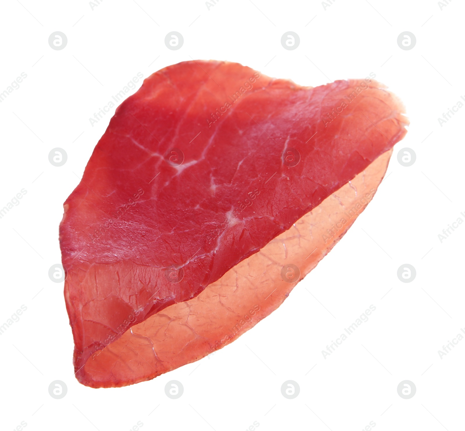 Photo of Slice of tasty bresaola isolated on white