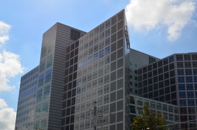 Exterior of beautiful building against blue sky, low angle view