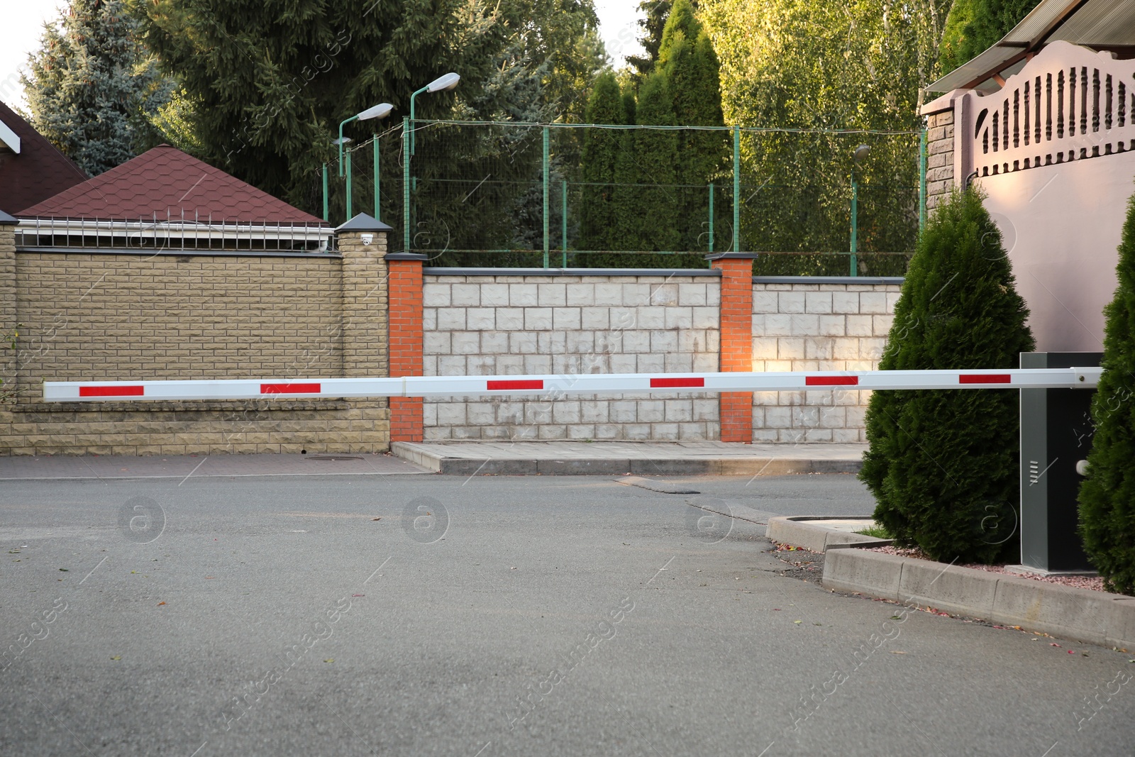 Photo of Closed automatic boom barrier on city street