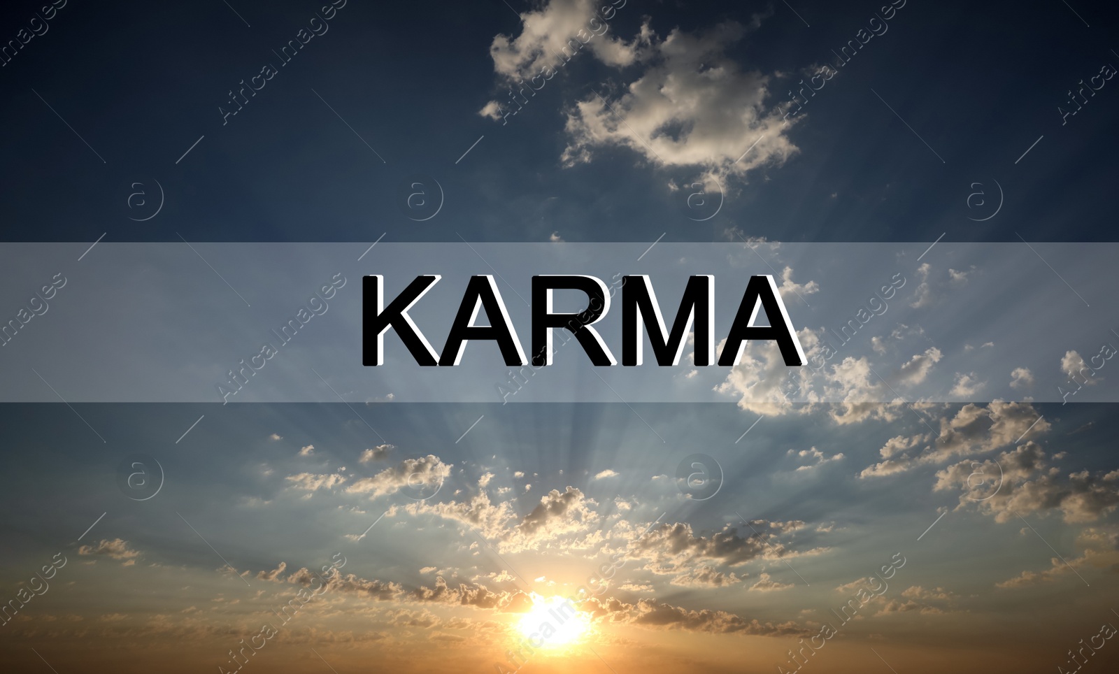 Image of Karma concept. View of beautiful sky at sunrise