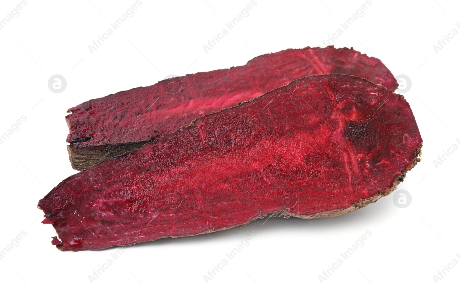 Photo of Ripe cut red beets isolated on white