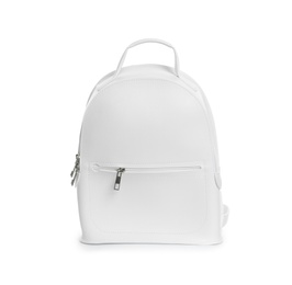 Photo of Fashionable women's backpack isolated on white. Stylish accessory