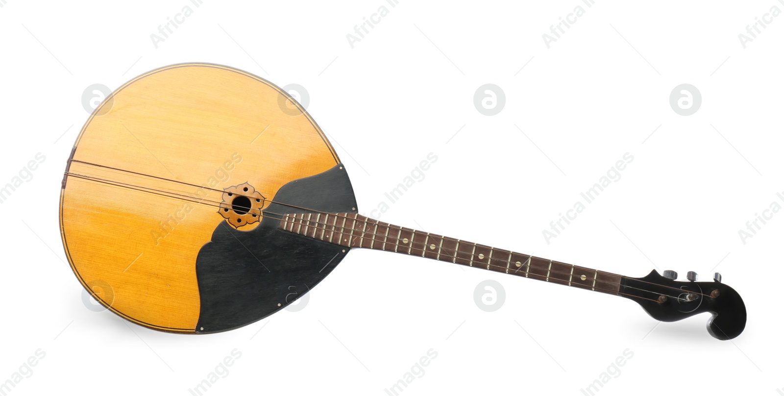 Photo of Domra isolated on white. Folk string musical instrument