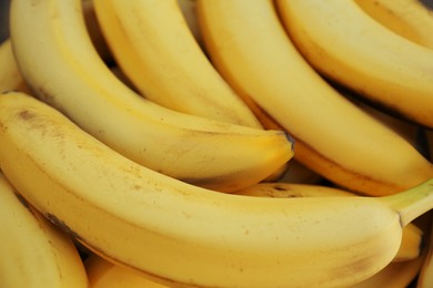 Many tasty bananas as background, closeup view