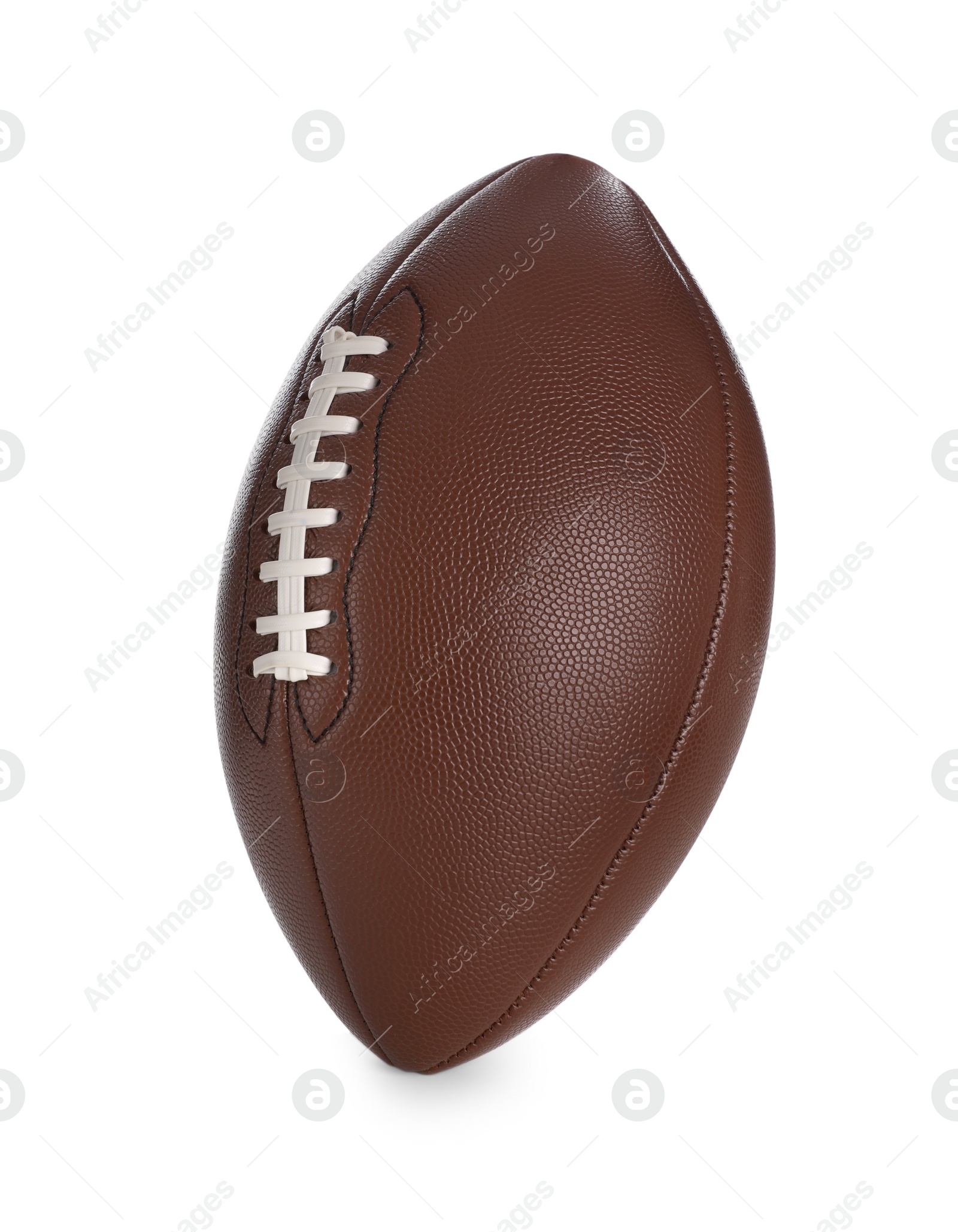 Photo of Leather American football ball on white background