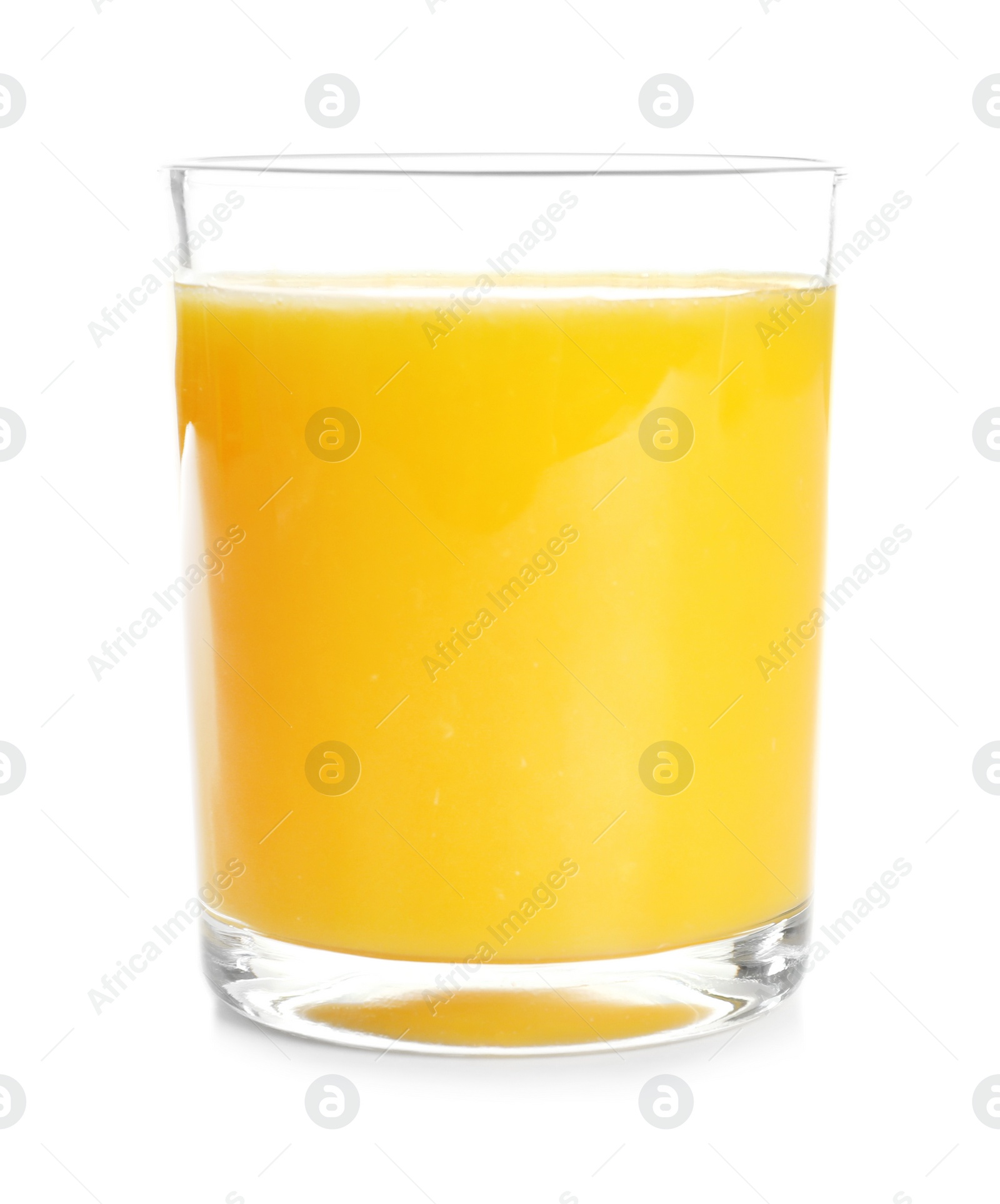 Photo of Glass of orange juice isolated on white