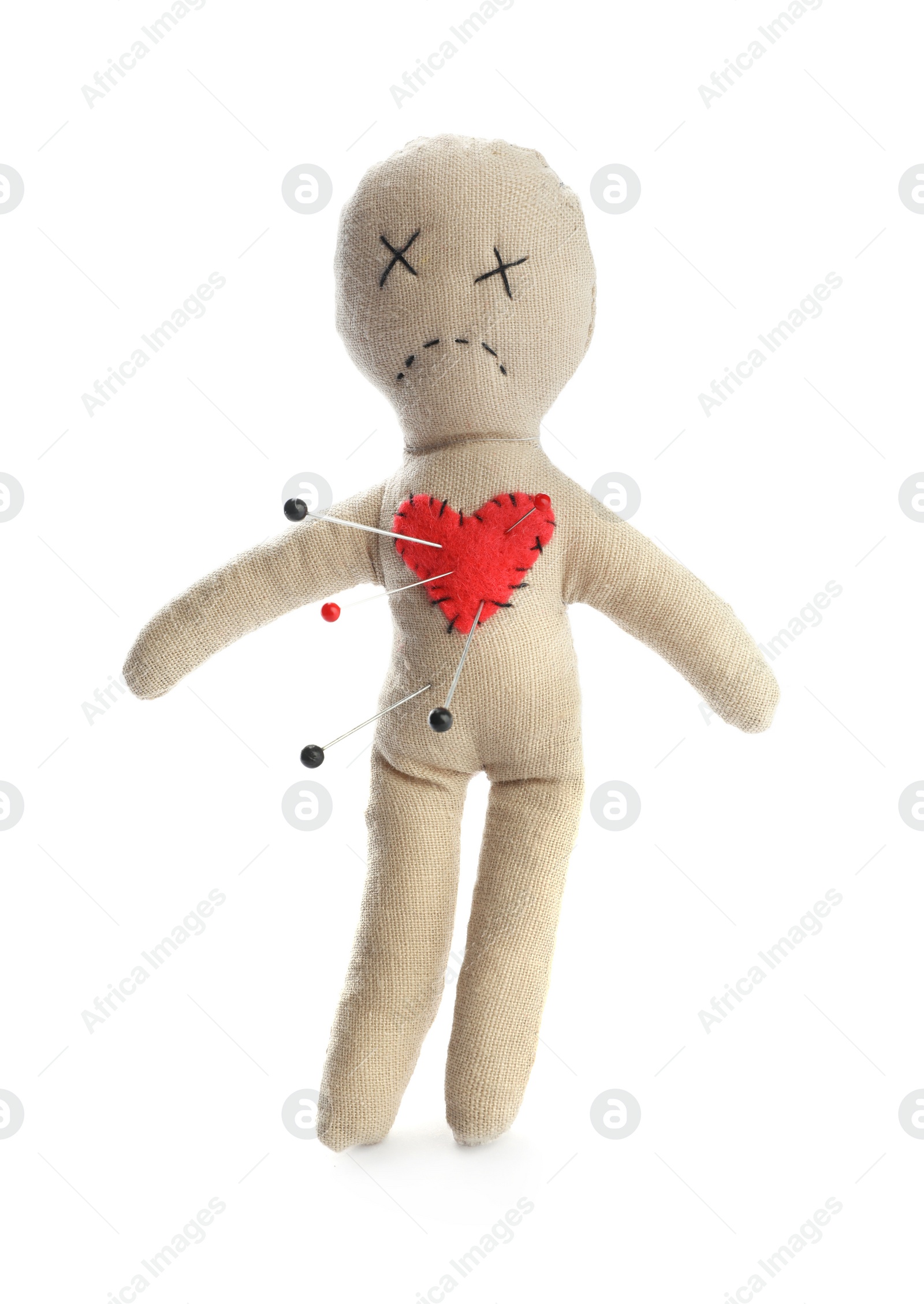 Photo of Voodoo doll with pins isolated on white