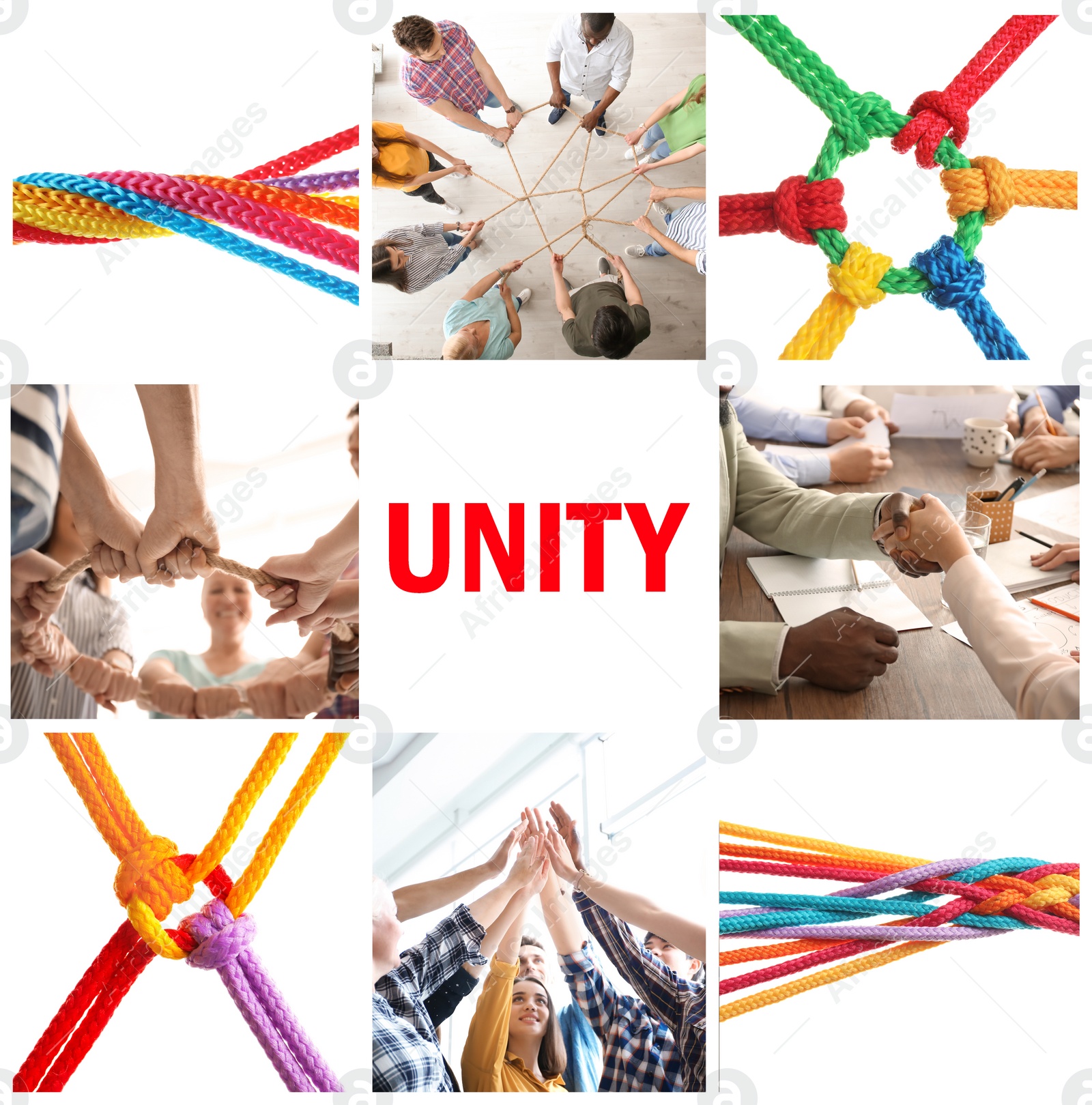 Image of Collage with different photos. Concept of unity and support 