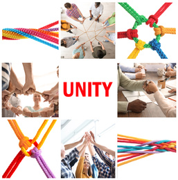 Image of Collage with different photos. Concept of unity and support 