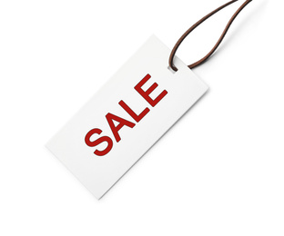 Image of Tag with text SALE isolated on white. Black Friday 