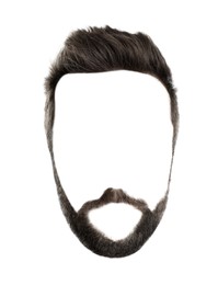Fashionable men's hairstyle and beard isolated on white. Image for design