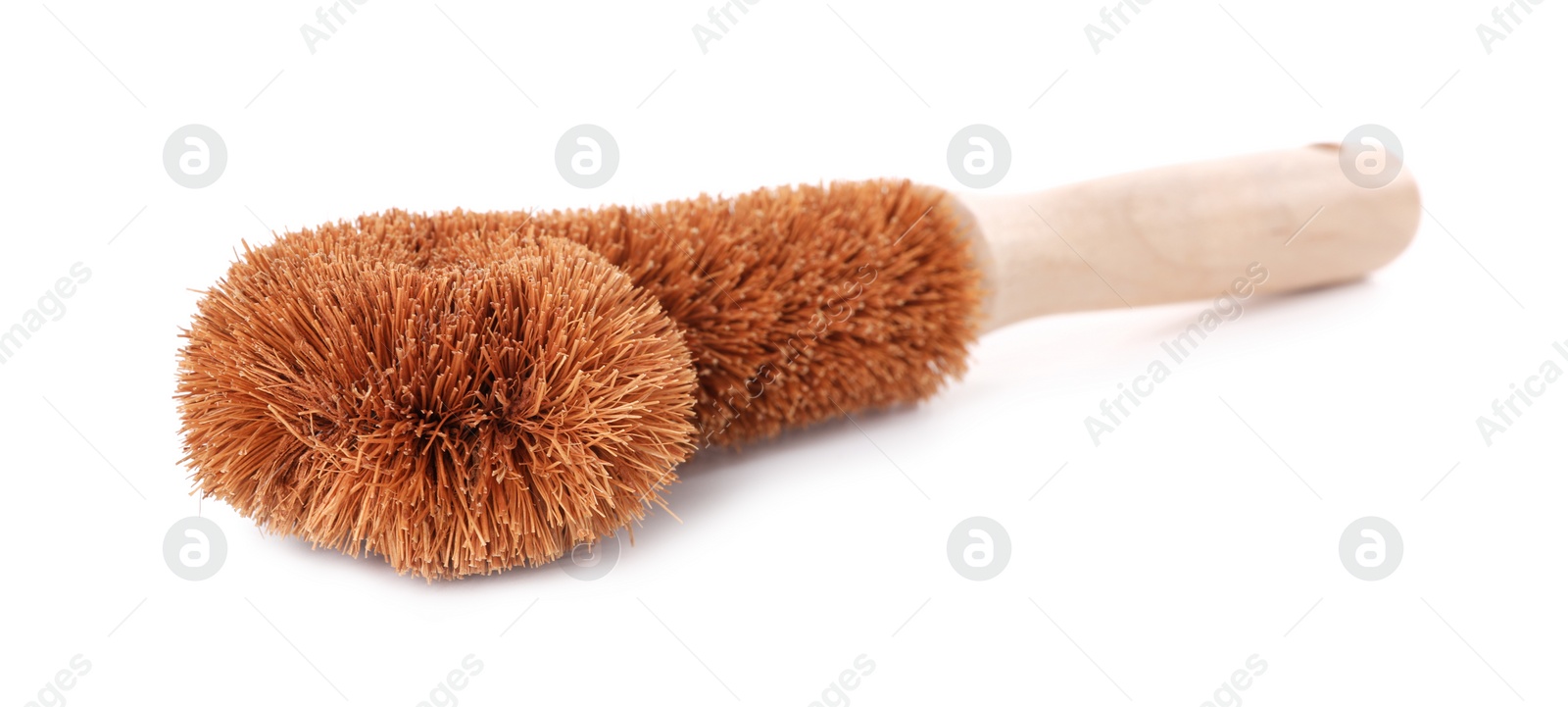 Photo of Cleaning supply. One brush isolated on white