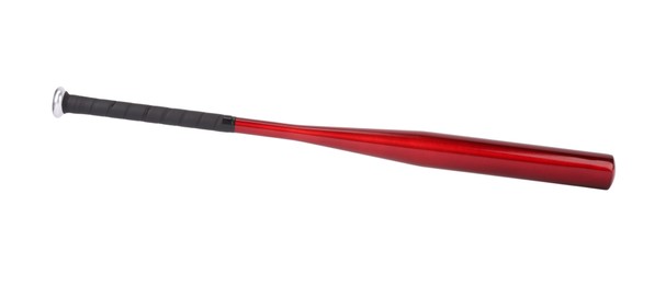 Photo of Red baseball bat isolated on white. Sports equipment