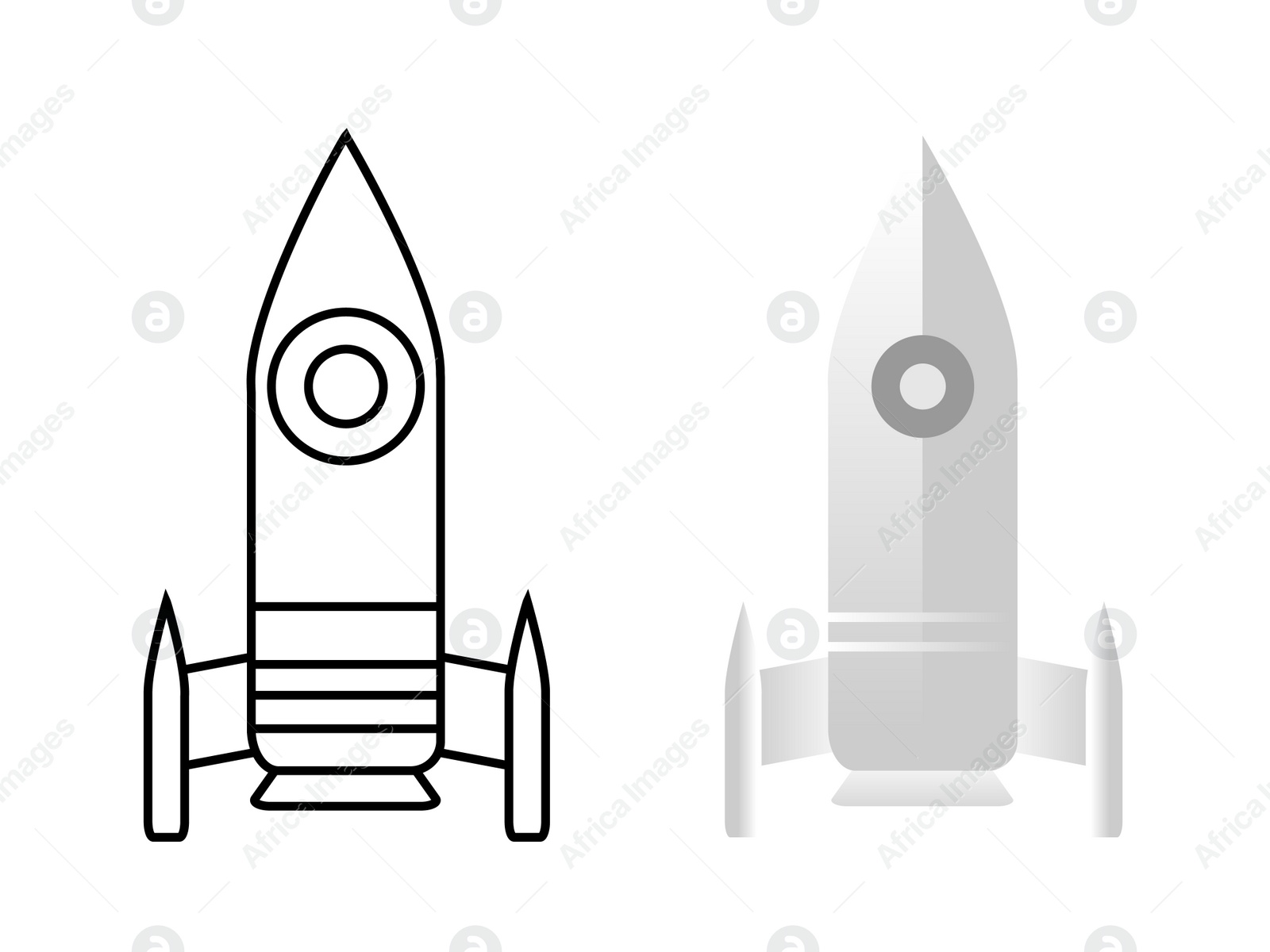 Illustration of Modern rocket model illustrations on white background