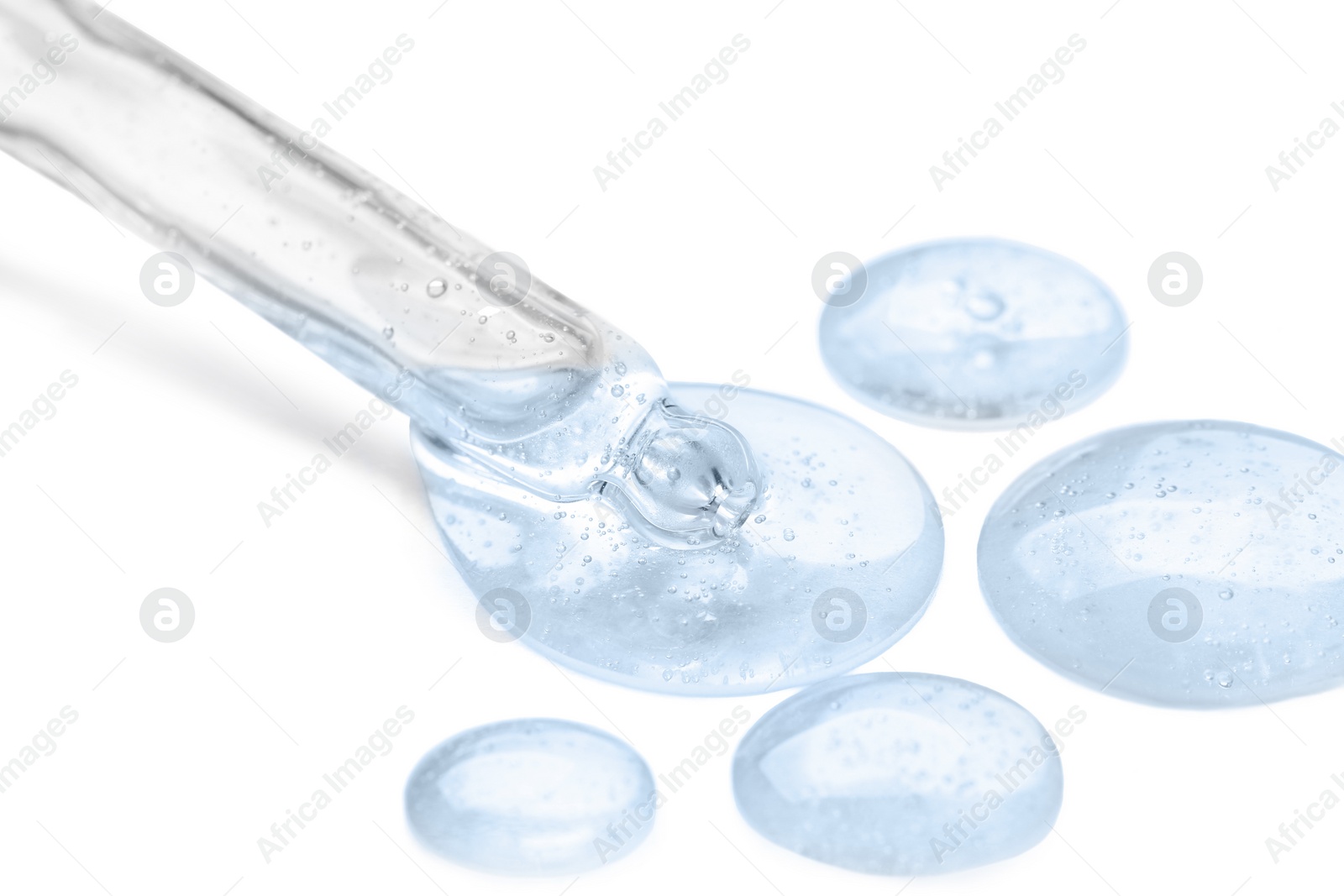 Image of Dropper with serum on white background. Skin care product