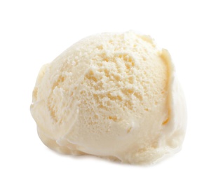 Photo of Scoop of delicious ice cream on white background