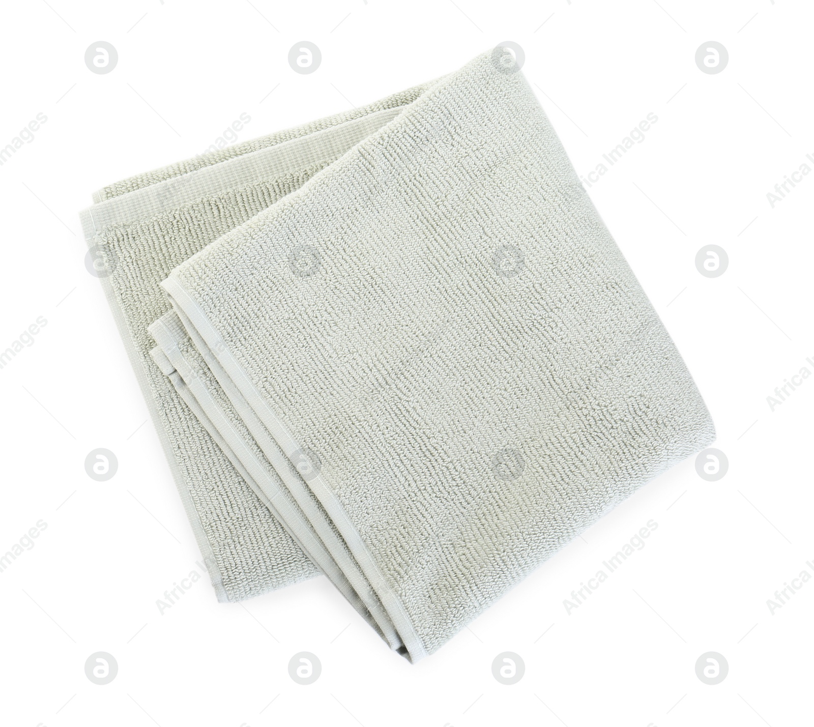 Photo of One soft towel isolated on white, top view