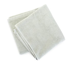 Photo of One soft towel isolated on white, top view