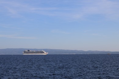 Picturesque view of calm sea with ferry