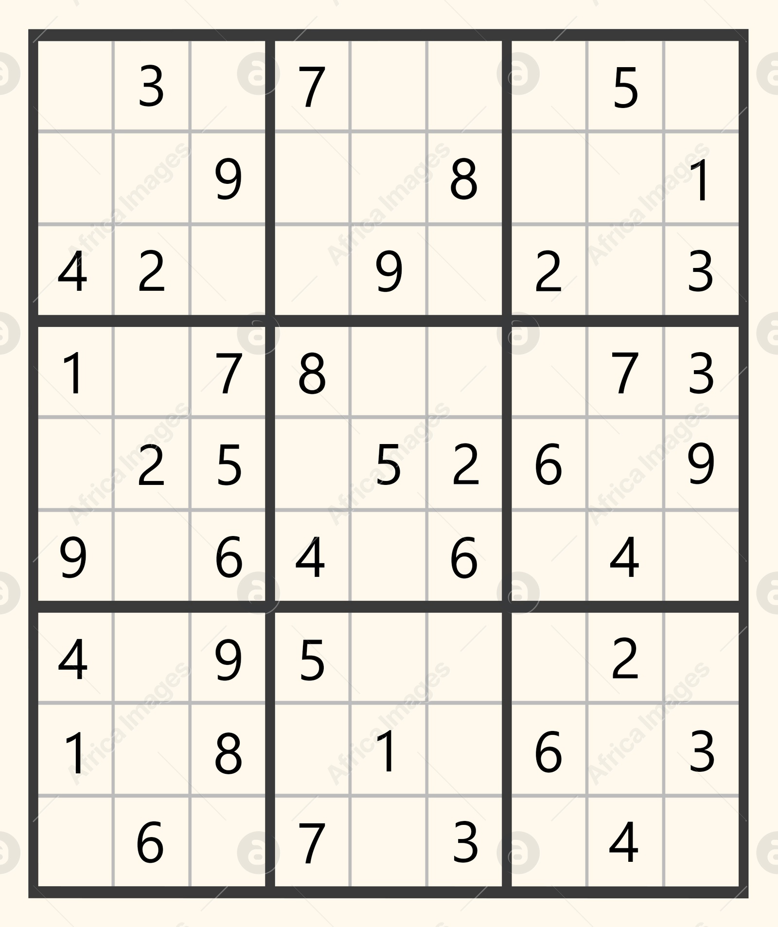 Illustration of Classic Sudoku. Grids with numbers on white background, illustration