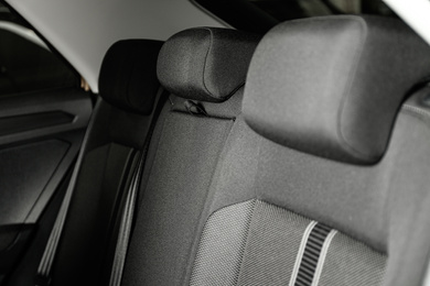 Photo of Modern car interior with comfortable grey seats
