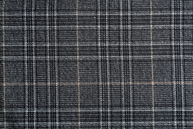 Photo of Texture of beautiful checkered fabric as background, closeup