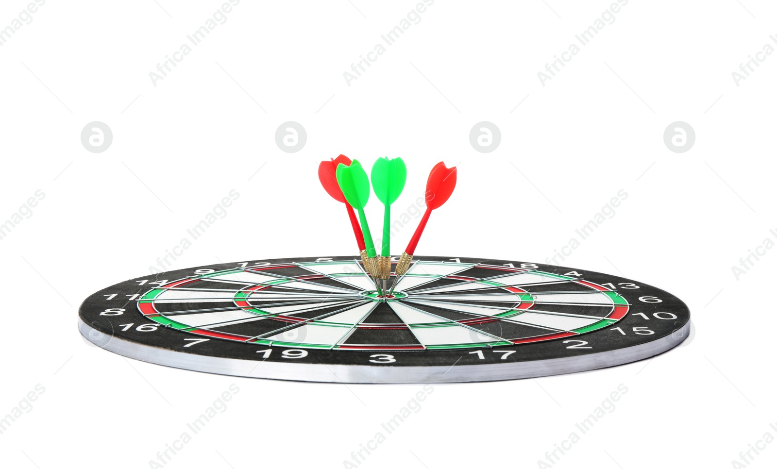 Photo of Dart board with color arrows hitting target