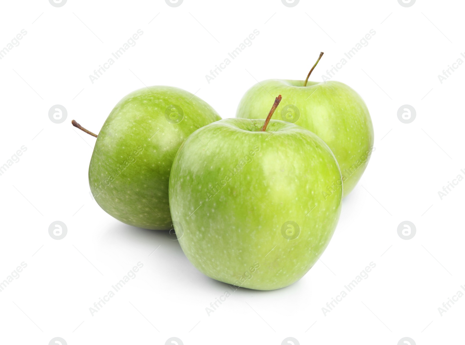 Photo of Fresh ripe green apples on white background