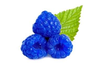 Fresh tasty blue raspberries isolated on white