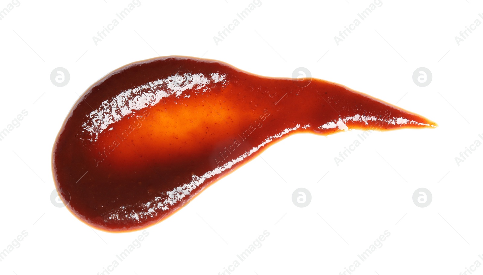 Photo of Barbecue sauce on white background, top view