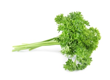 Fresh green organic parsley on white background