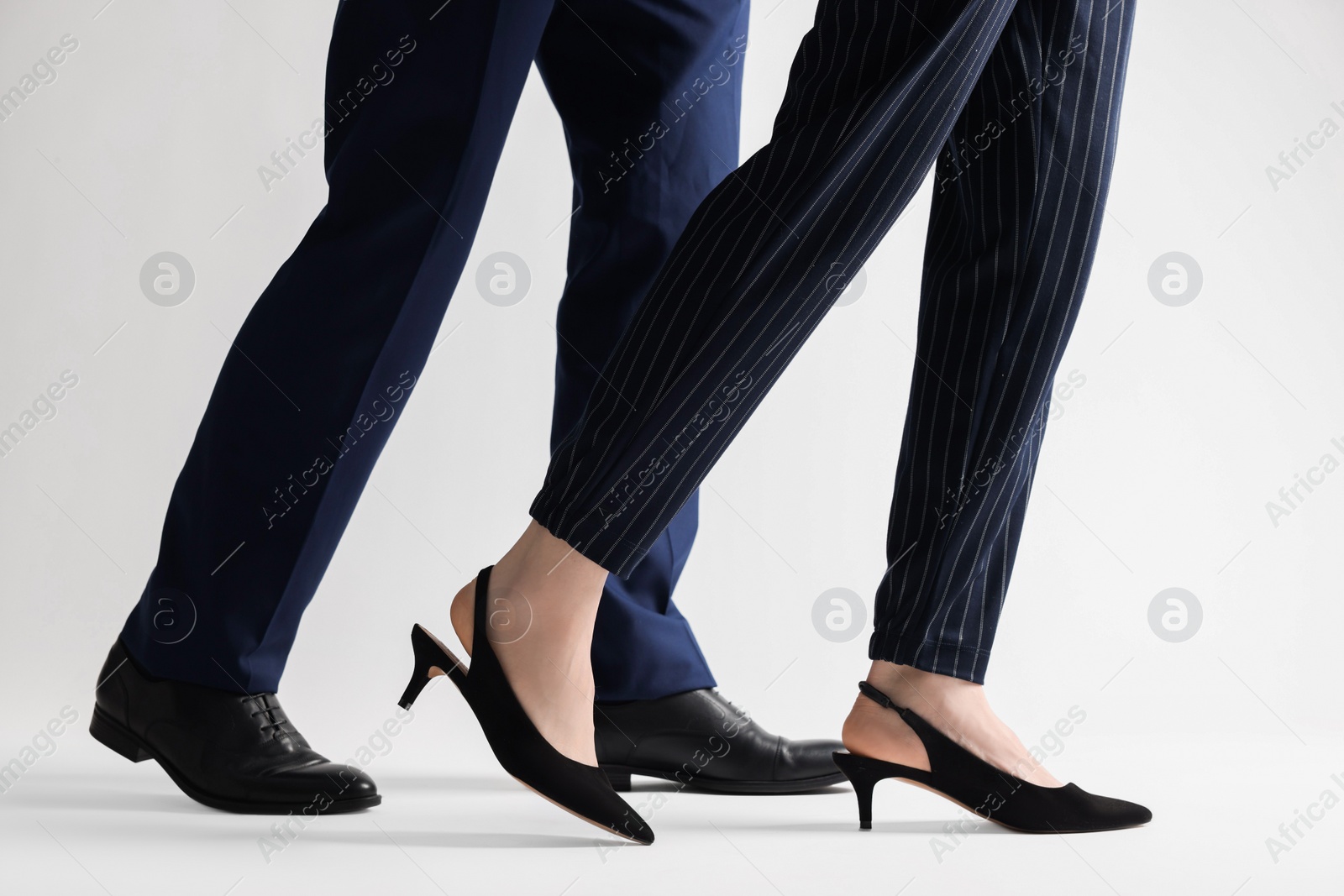 Photo of Businesswoman and businessman on white background, closeup