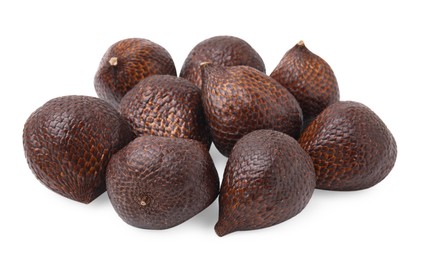 Many delicious salak fruits isolated on white