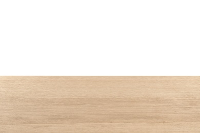 Photo of Empty wooden table on white background. Mockup for design