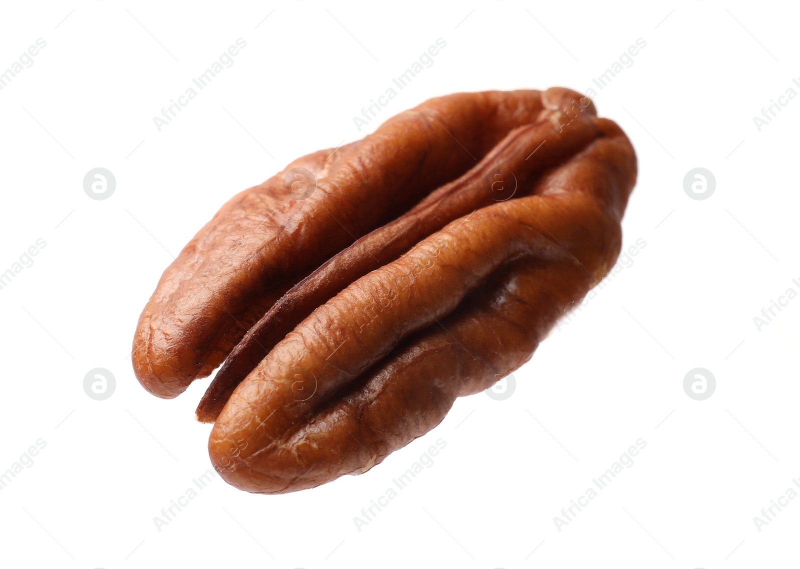 Photo of One tasty pecan nut isolated on white