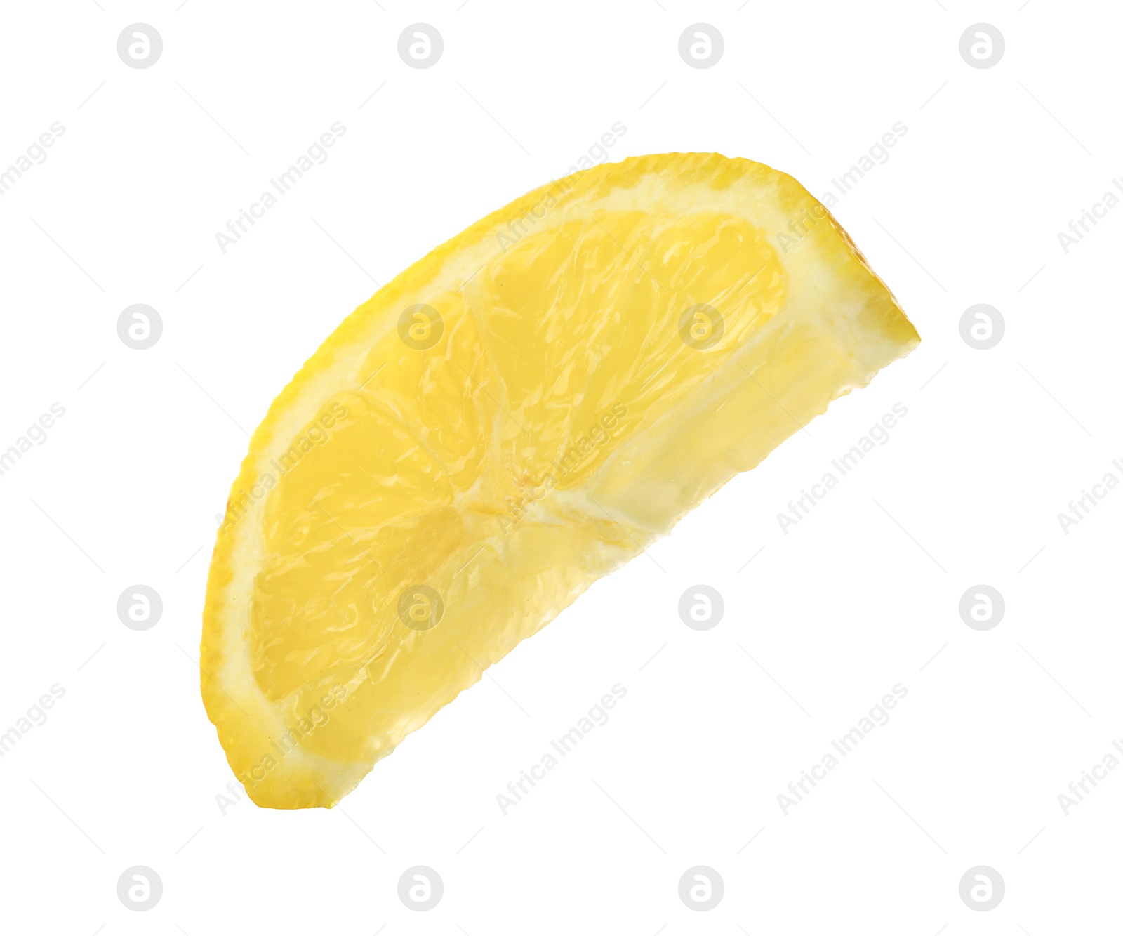 Photo of Slice of fresh lemon on white background