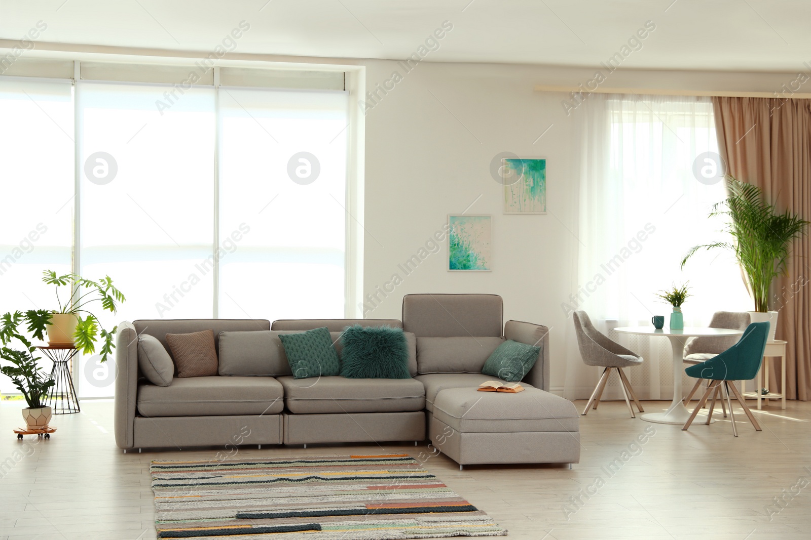 Photo of Modern living room interior with comfortable sofa