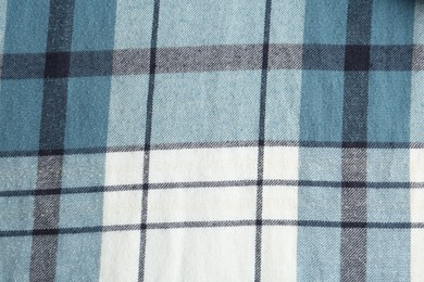 Texture of blue checkered fabric as background, closeup