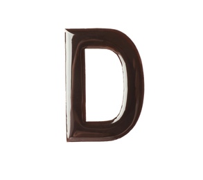 Photo of Letter D made of chocolate on white background