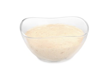 Photo of Fresh leaven in glass bowl isolated on white