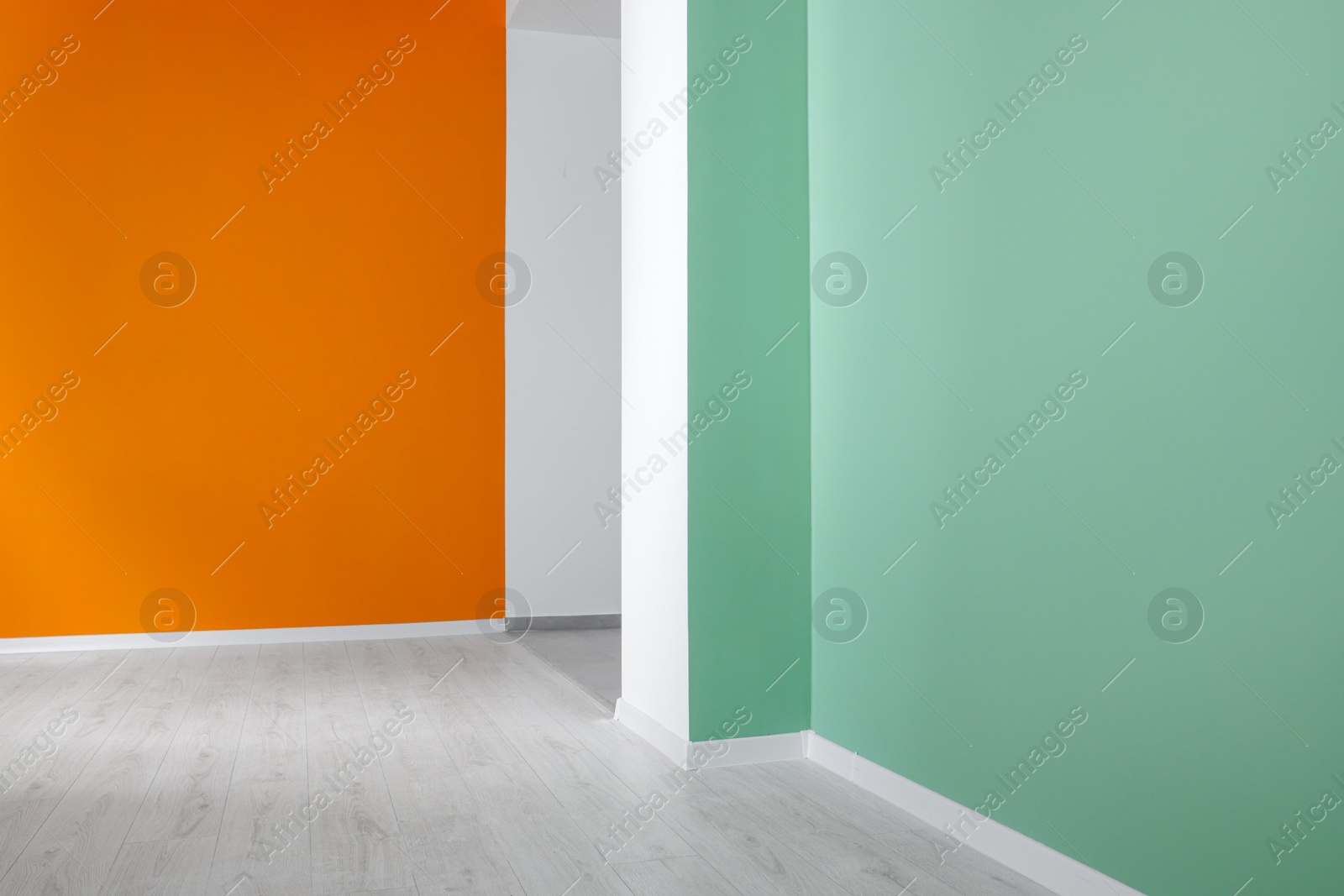 Photo of Empty renovated room with beautiful colorful walls